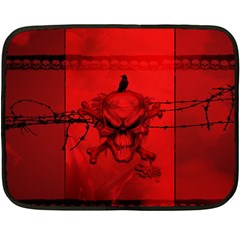 Awesome Creepy Skull With Crowm In Red Colors Double Sided Fleece Blanket (mini)  by FantasyWorld7