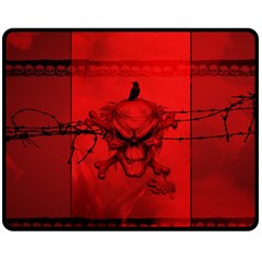 Awesome Creepy Skull With Crowm In Red Colors Fleece Blanket (Medium) 