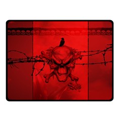 Awesome Creepy Skull With Crowm In Red Colors Fleece Blanket (Small)