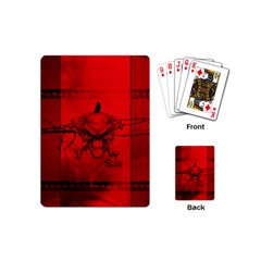 Awesome Creepy Skull With Crowm In Red Colors Playing Cards (mini) by FantasyWorld7