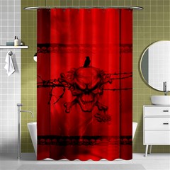 Awesome Creepy Skull With Crowm In Red Colors Shower Curtain 48  X 72  (small)  by FantasyWorld7