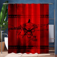 Awesome Creepy Skull With Crowm In Red Colors Shower Curtain 60  X 72  (medium)  by FantasyWorld7