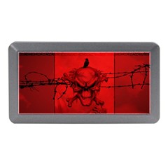 Awesome Creepy Skull With Crowm In Red Colors Memory Card Reader (Mini)