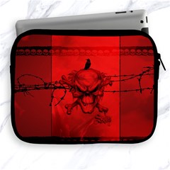 Awesome Creepy Skull With Crowm In Red Colors Apple Ipad 2/3/4 Zipper Cases by FantasyWorld7