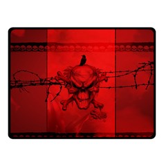 Awesome Creepy Skull With Crowm In Red Colors Double Sided Fleece Blanket (small)  by FantasyWorld7