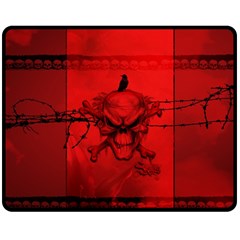 Awesome Creepy Skull With Crowm In Red Colors Double Sided Fleece Blanket (Medium) 