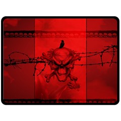 Awesome Creepy Skull With Crowm In Red Colors Double Sided Fleece Blanket (large)  by FantasyWorld7