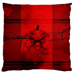 Awesome Creepy Skull With Crowm In Red Colors Standard Flano Cushion Case (two Sides) by FantasyWorld7