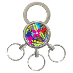 Pattern Leaf Polka Rainbow 3-ring Key Chain by HermanTelo