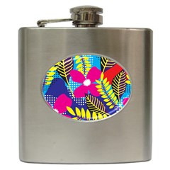 Pattern Leaf Polka Rainbow Hip Flask (6 Oz)