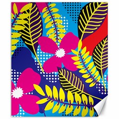 Pattern Leaf Polka Rainbow Canvas 8  X 10  by HermanTelo