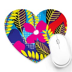 Pattern Leaf Polka Rainbow Heart Mousepads by HermanTelo