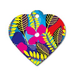 Pattern Leaf Polka Rainbow Dog Tag Heart (one Side) by HermanTelo