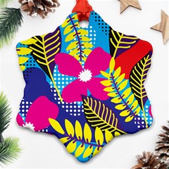 Pattern Leaf Polka Rainbow Snowflake Ornament (two Sides)