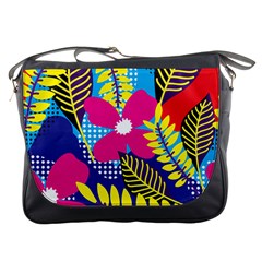 Pattern Leaf Polka Rainbow Messenger Bag by HermanTelo