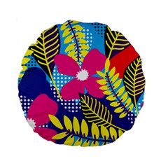 Pattern Leaf Polka Rainbow Standard 15  Premium Round Cushions