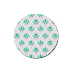 Plant Pattern Green Leaf Flora Rubber Coaster (round)  by HermanTelo