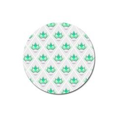 Plant Pattern Green Leaf Flora Magnet 3  (round) by HermanTelo