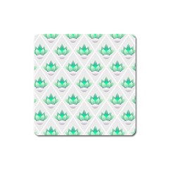 Plant Pattern Green Leaf Flora Square Magnet by HermanTelo