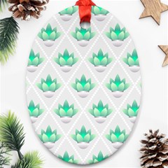 Plant Pattern Green Leaf Flora Oval Ornament (two Sides)