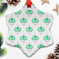 Plant Pattern Green Leaf Flora Snowflake Ornament (two Sides) by HermanTelo