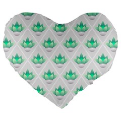 Plant Pattern Green Leaf Flora Large 19  Premium Heart Shape Cushions by HermanTelo