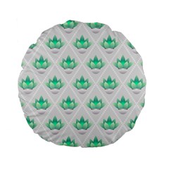 Plant Pattern Green Leaf Flora Standard 15  Premium Flano Round Cushions by HermanTelo