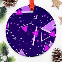 Purple Blue Geometric Pattern Ornament (round) by HermanTelo