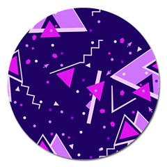 Purple Blue Geometric Pattern Magnet 5  (round) by HermanTelo