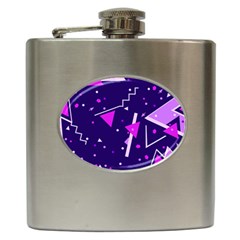 Purple Blue Geometric Pattern Hip Flask (6 Oz)