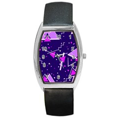 Purple Blue Geometric Pattern Barrel Style Metal Watch