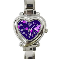 Purple Blue Geometric Pattern Heart Italian Charm Watch