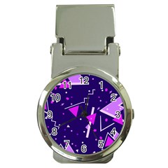 Purple Blue Geometric Pattern Money Clip Watches