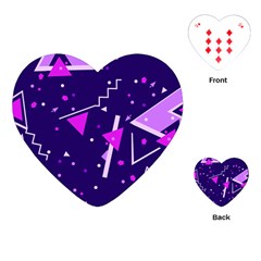 Purple Blue Geometric Pattern Playing Cards (heart) by HermanTelo