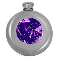 Purple Blue Geometric Pattern Round Hip Flask (5 Oz)