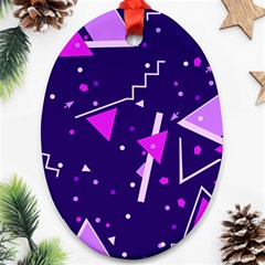 Purple Blue Geometric Pattern Oval Ornament (two Sides)