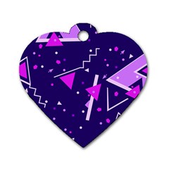 Purple Blue Geometric Pattern Dog Tag Heart (one Side) by HermanTelo