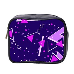 Purple Blue Geometric Pattern Mini Toiletries Bag (two Sides) by HermanTelo