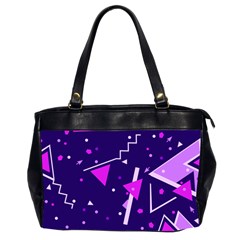 Purple Blue Geometric Pattern Oversize Office Handbag (2 Sides)