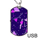 Purple Blue Geometric Pattern Dog Tag USB Flash (One Side) Front