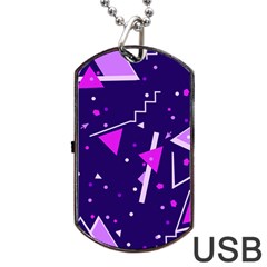 Purple Blue Geometric Pattern Dog Tag Usb Flash (two Sides)