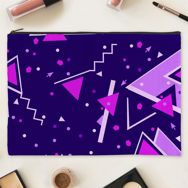 Purple Blue Geometric Pattern Cosmetic Bag (XXXL)