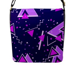 Purple Blue Geometric Pattern Flap Closure Messenger Bag (l)