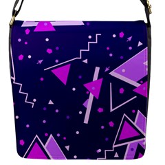 Purple Blue Geometric Pattern Flap Closure Messenger Bag (s) by HermanTelo