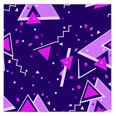 Purple Blue Geometric Pattern Large Satin Scarf (square)