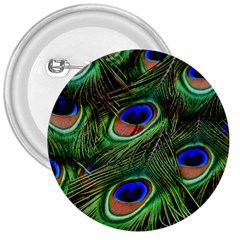 Peacock Feathers Plumage Iridescent 3  Buttons by HermanTelo