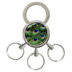 Peacock Feathers Plumage Iridescent 3-ring Key Chain by HermanTelo