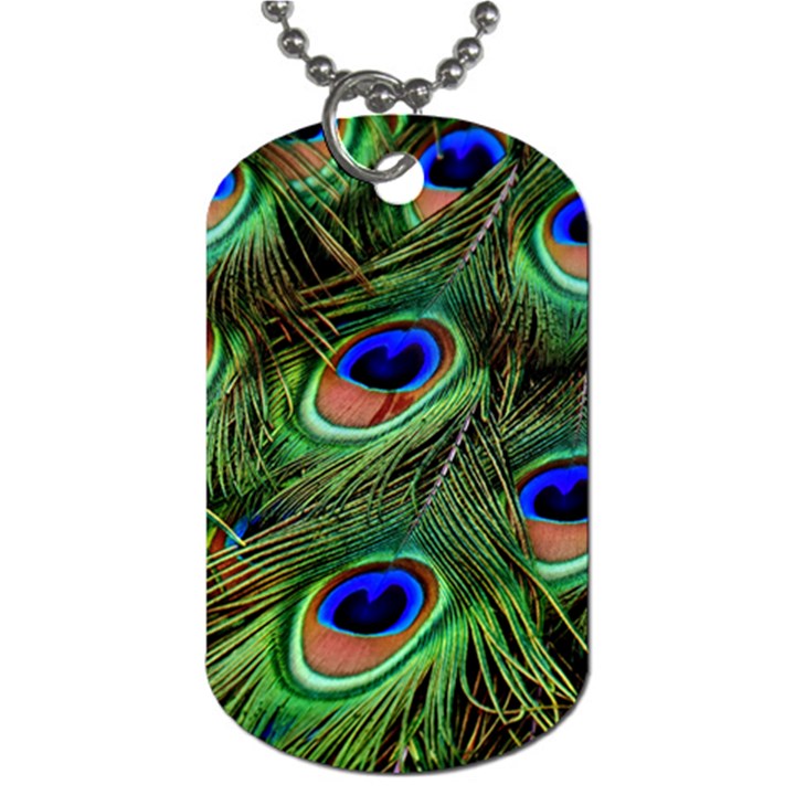 Peacock Feathers Plumage Iridescent Dog Tag (One Side)