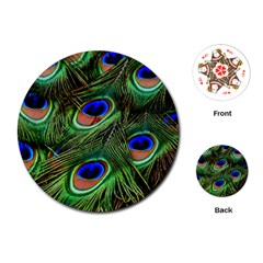 Peacock Feathers Plumage Iridescent Playing Cards (round)