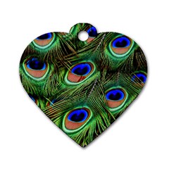 Peacock Feathers Plumage Iridescent Dog Tag Heart (one Side) by HermanTelo